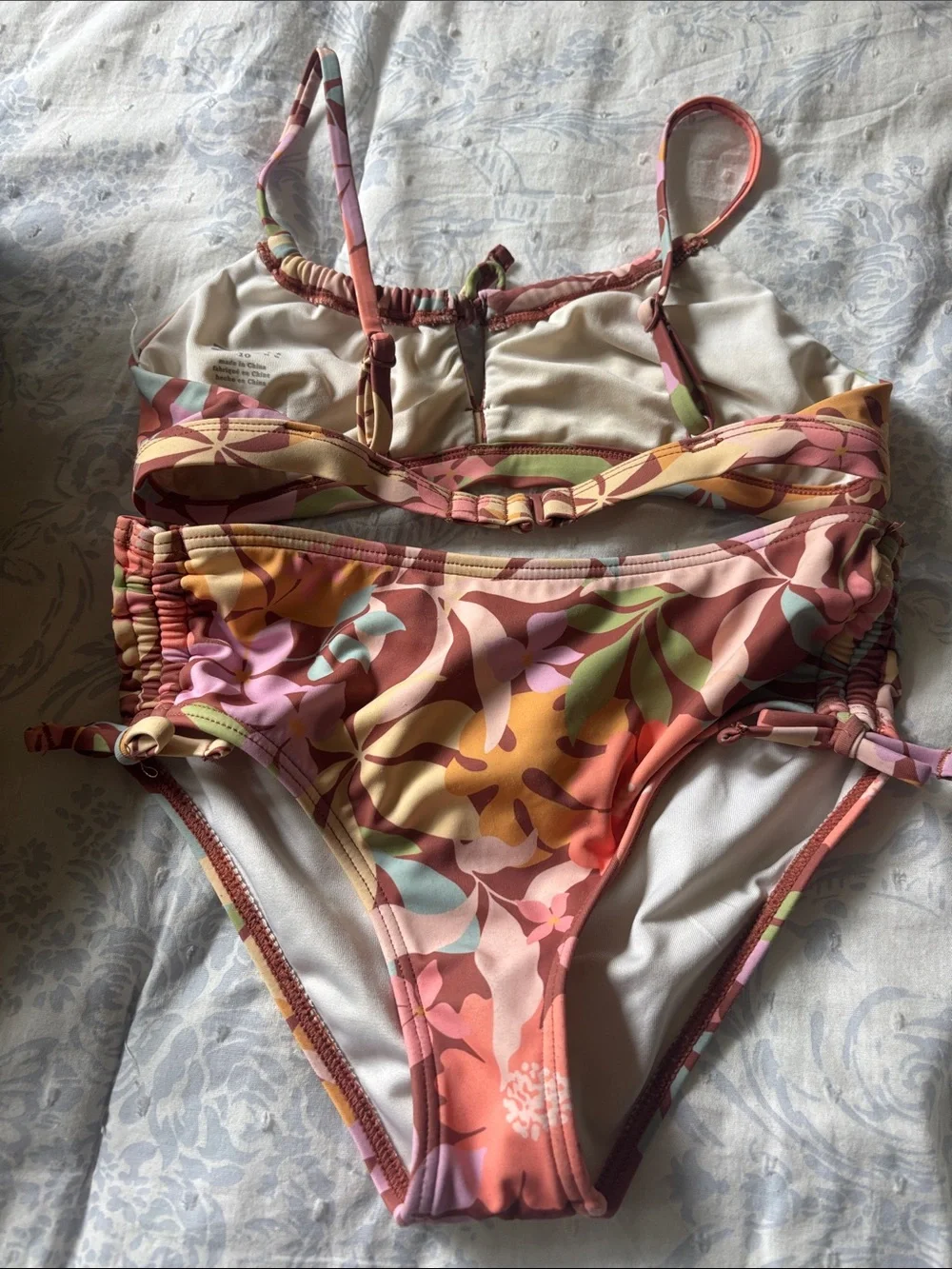 Billabong Girls Floral Tie-Detail Bikini Set in Multi-Color